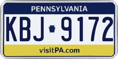 PA license plate KBJ9172