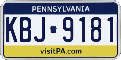 PA license plate KBJ9181