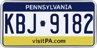 PA license plate KBJ9182