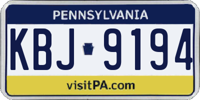 PA license plate KBJ9194