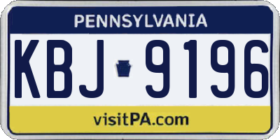 PA license plate KBJ9196