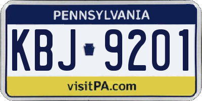 PA license plate KBJ9201