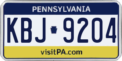 PA license plate KBJ9204