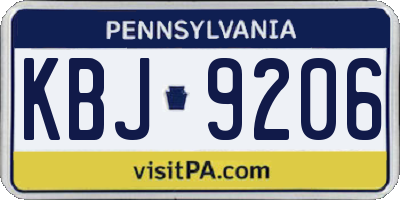 PA license plate KBJ9206