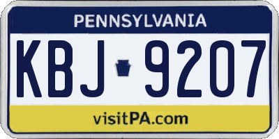 PA license plate KBJ9207