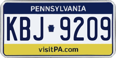 PA license plate KBJ9209