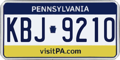 PA license plate KBJ9210