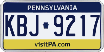 PA license plate KBJ9217