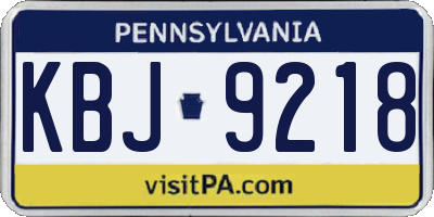 PA license plate KBJ9218