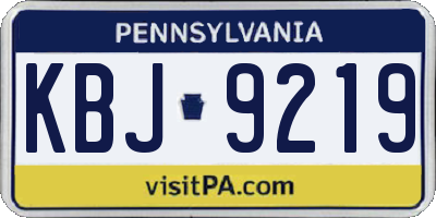 PA license plate KBJ9219