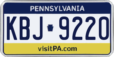 PA license plate KBJ9220