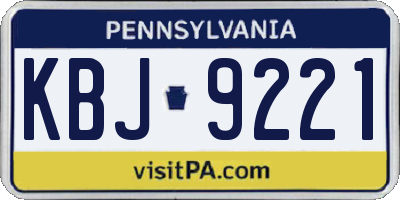 PA license plate KBJ9221