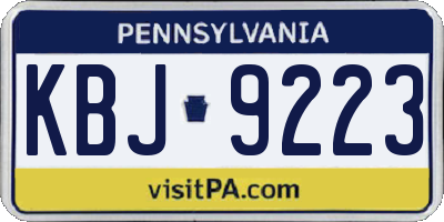 PA license plate KBJ9223