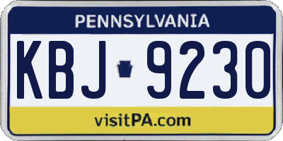 PA license plate KBJ9230
