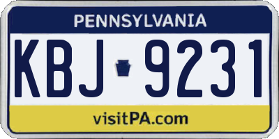 PA license plate KBJ9231