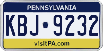 PA license plate KBJ9232