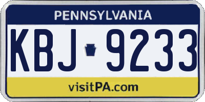 PA license plate KBJ9233