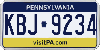 PA license plate KBJ9234