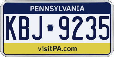PA license plate KBJ9235