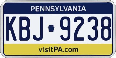 PA license plate KBJ9238