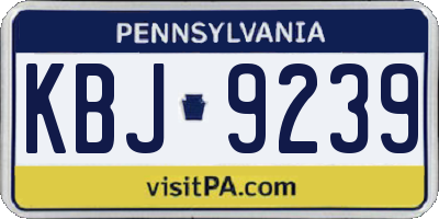 PA license plate KBJ9239