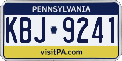 PA license plate KBJ9241