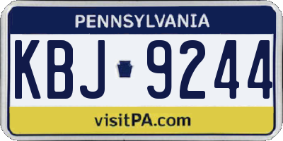 PA license plate KBJ9244