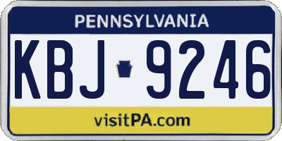 PA license plate KBJ9246