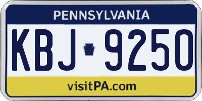PA license plate KBJ9250