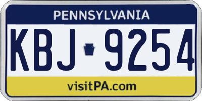 PA license plate KBJ9254