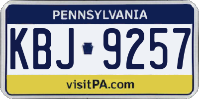 PA license plate KBJ9257