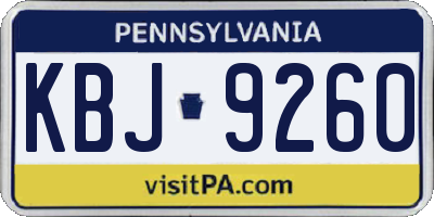 PA license plate KBJ9260