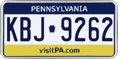 PA license plate KBJ9262