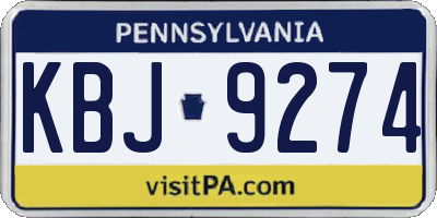 PA license plate KBJ9274