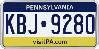 PA license plate KBJ9280