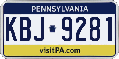 PA license plate KBJ9281