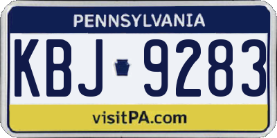 PA license plate KBJ9283