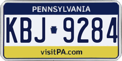 PA license plate KBJ9284