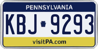 PA license plate KBJ9293