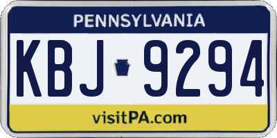 PA license plate KBJ9294