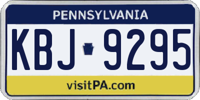 PA license plate KBJ9295