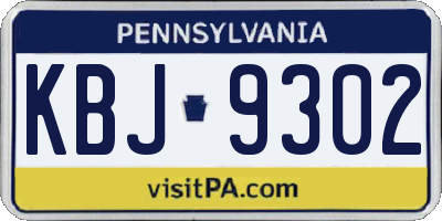 PA license plate KBJ9302