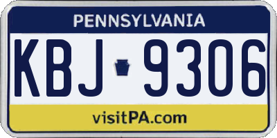 PA license plate KBJ9306