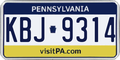 PA license plate KBJ9314