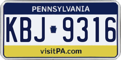PA license plate KBJ9316