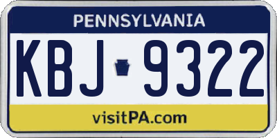 PA license plate KBJ9322