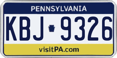 PA license plate KBJ9326