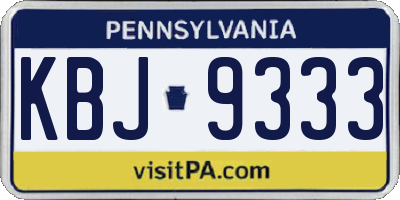 PA license plate KBJ9333