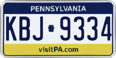 PA license plate KBJ9334