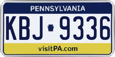 PA license plate KBJ9336